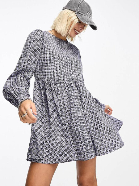 Daisy Street mini smock dress in blue check