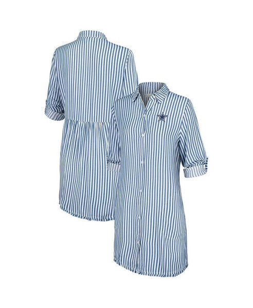 Платье рубашка для пляжа Tommy Bahama женское в полоску голубое/белое Dallas Cowboys