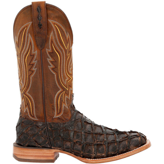 Durango Premium Exotics Pirarucu Square Toe Cowboy Mens Brown Casual Boots DDB0
