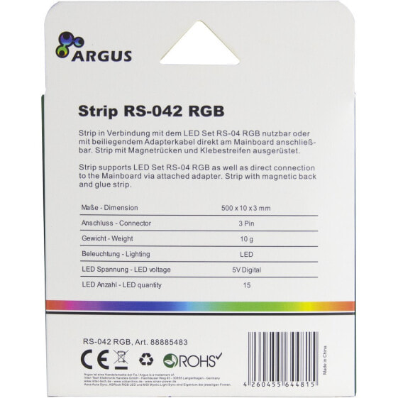 Inter-Tech RS-042 RGB - Universal - Computer case light kit - Black - Blue,Green,Red - 3-pin - 10 mm