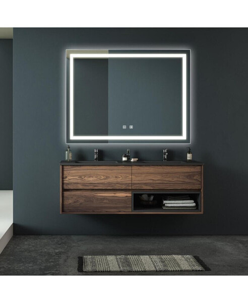 48x36" Bathroom LED Vanity Mirror - Dimmable, Anti-Fog, Waterproof