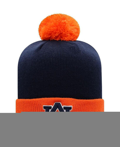 Men's Navy and Orange Auburn Tigers Core 2-Tone Cuffed Knit Hat with Pom