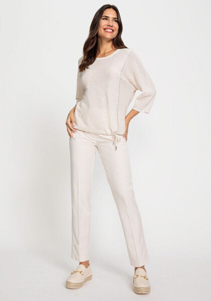 Women's 100% Cotton Dolman Sleeve Embellished Pullover