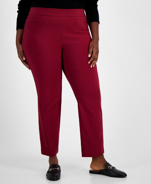 Plus Size High Rise Pull-On Straight Leg Pants, Created for Macy's