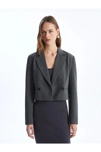 LCW Vision Çizgili Uzun Kollu Kadın Blazer Ceket