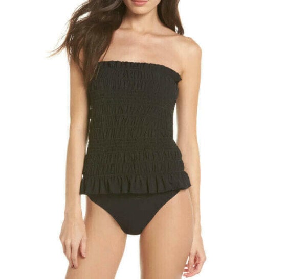 Tory Burch 273618 Women Black Costa Smocked One-piece Swimsuit Small