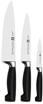 Zwilling Knife Set, 3 Pieces, Larding/Garnish Knife, Meat Knife, Chef's Knife, Rust-Free Special Stainless Steel/Plastic Handle, Four Stars