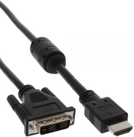 InLine HDMI-DVI Cable 19 Pin male / 18+1 male + ferrite choke black 0.5m