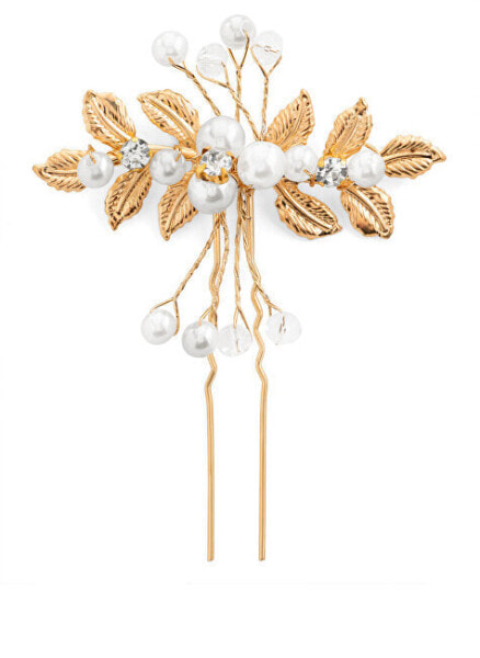 Elegant gold-plated decorative hairpin with beads