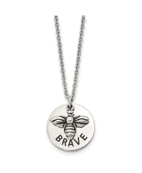 and Enameled BRAVE Bumble Bee Pendant Cable Chain Necklace