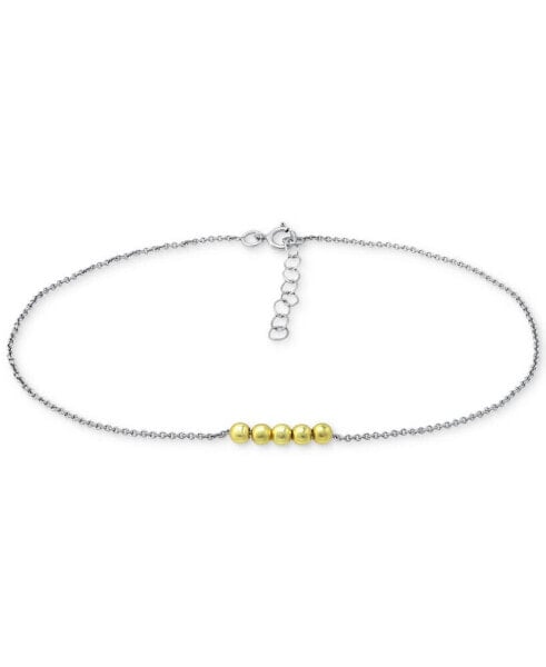 Two-Tone Beaded Ankle Bracelet in Sterling Silver & 18k Gold-Plate, Created for Macy's