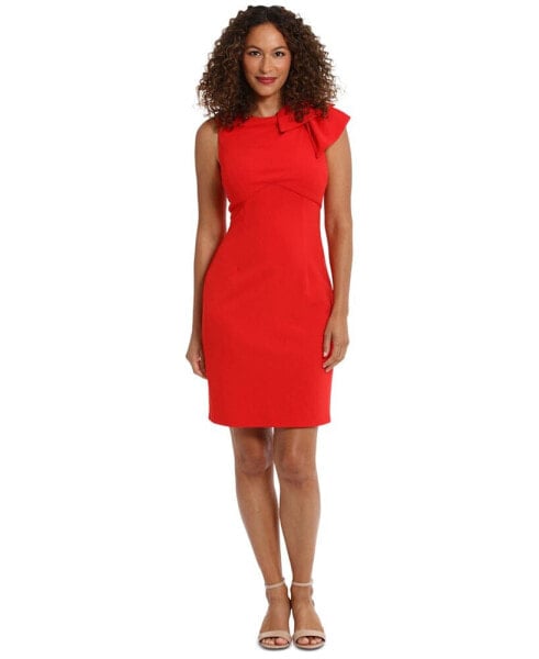 Women's Sleeveless Shoulder-Bow Sheath Dress