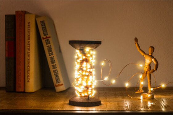 Wentronic LED Light Chain "Yarn Bobbin" - large - Fairy lights - Brown - Transparent - IP20 - Transparent - 150 lamp(s) - LED