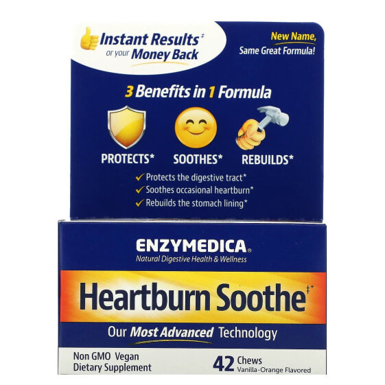 Таблетки Enzymedica успокаивающие от изжоги с апельсином и ванилью, 90 шт