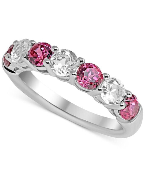 Rhodolite Garnet (1 ct. t.w.) & White Topaz (3/4 ct. t.w.) Band in Sterling Silver