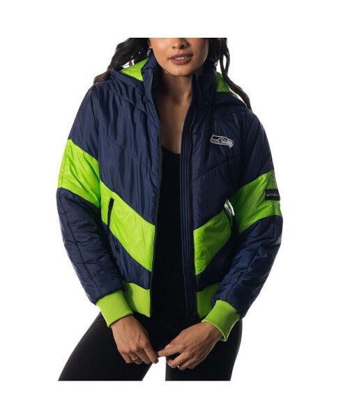 Women's College Navy Seattle Seahawks Puffer Full-Zip Hoodie Jacket