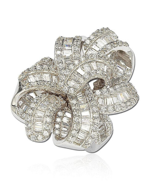 Suzy Levian Sterling Silver Cubic Zirconia Art Deco Wrap Ring