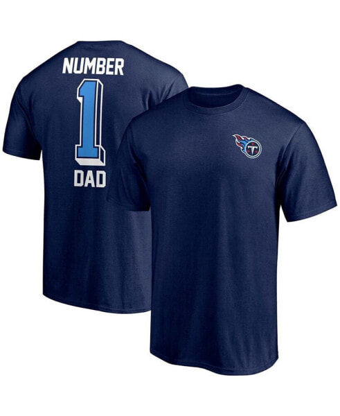 Men's Navy Tennessee Titans #1 Dad T-shirt