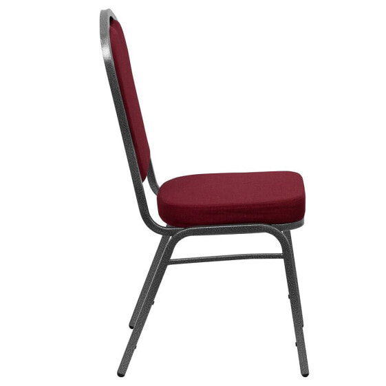Hercules Series Crown Back Stacking Banquet Chair In Burgundy Fabric - Silver Vein Frame