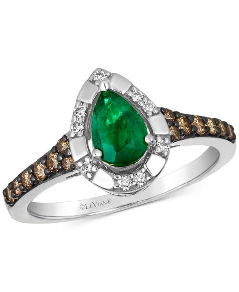 Costa Smeralda Emeralds (1/2 ct. t.w.) & Diamond (1/4 ct. t.w.) Halo Ring in 14k White Gold