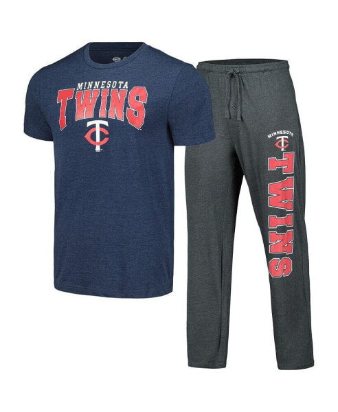 Men's Charcoal, Navy Minnesota Twins Meter T-shirt and Pants Sleep Set