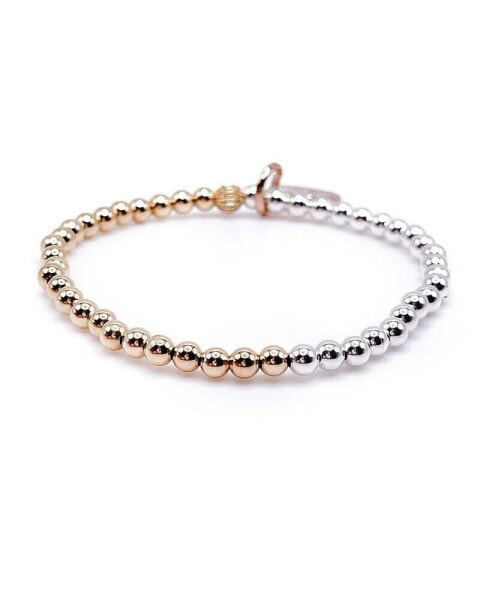Non-Tarnishing Gold Filled, 4mm Gold Ball and Sterling Silver Bracelet