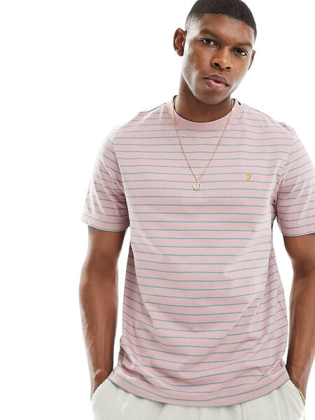 Farah oakland stripe t-shirt in pink