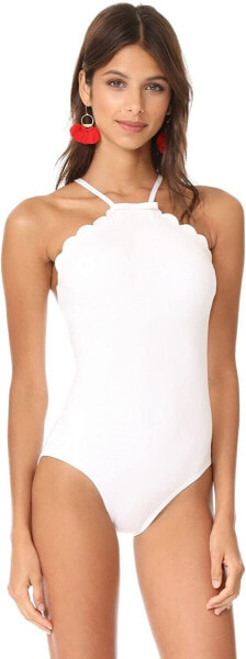 Kate Spade New York Womens 182705 High Neck White One Piece Swimsuit Size M