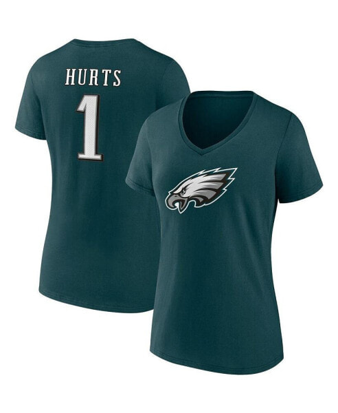 Футболка женская Fanatics Jalen Hurts Midnight Green Philadelphia Eagles Player Icon Name and Number V-Neck - блузки и кофточки