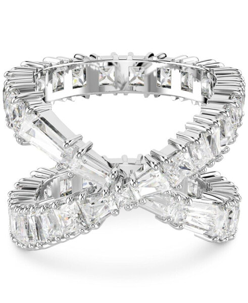 Rhodium-Plated Square Crystal Infinity Ring