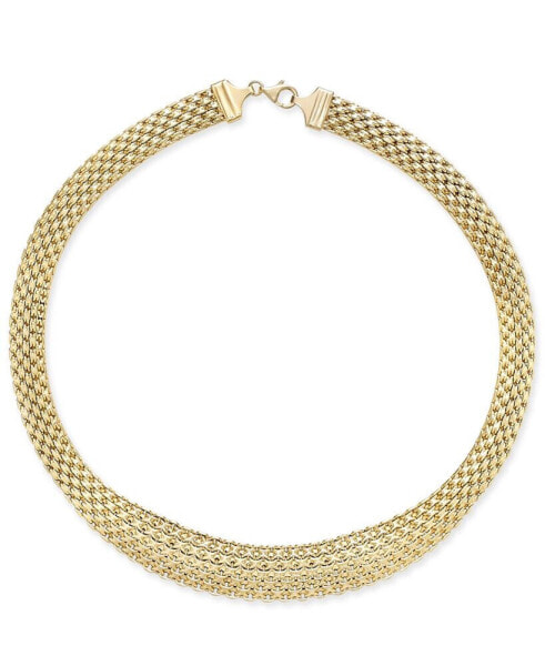 Italian Gold wide Mesh Graduated 18" Statement Necklace in 14k Yellow Gold (Also in 14k White Gold)