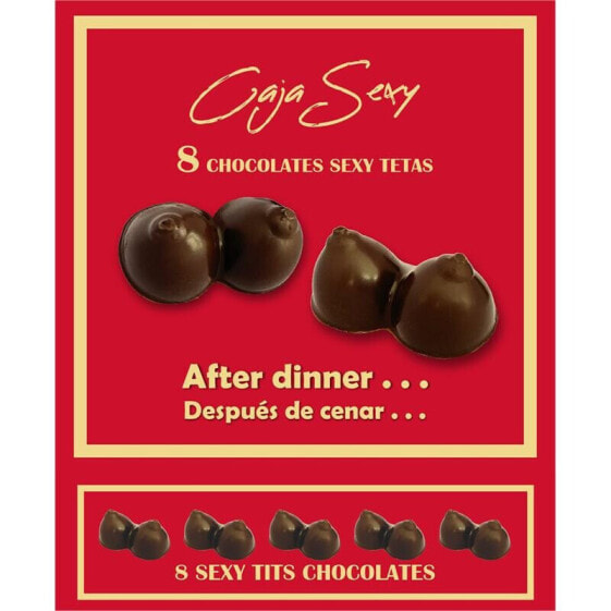 Red Box of 8 Dark Chocolate Tits-Shaped Candies 8 units