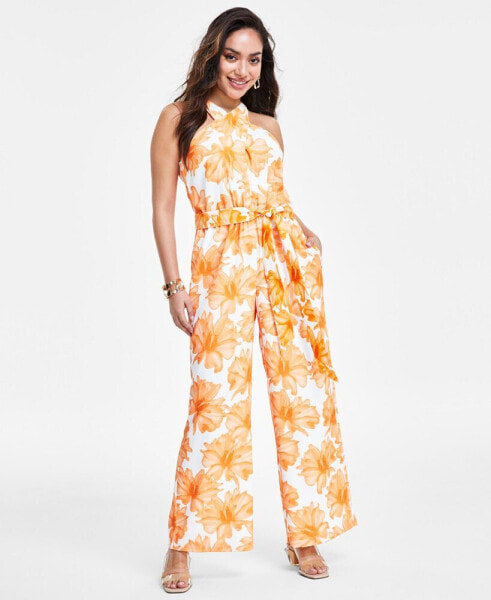 Petite Printed Halter Jumpsuit, Created for Macy's