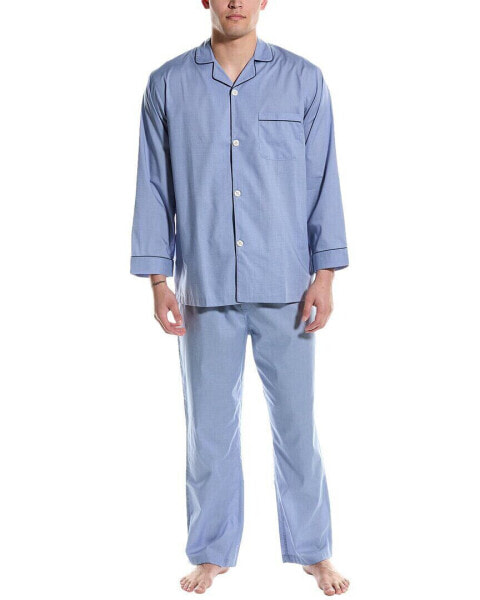 Brooks Brothers 2Pc Pajama Shirt & Pant Set Men's Blue Xl