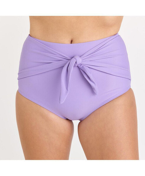 Plus Size High Waisted Bikini Bottom With Front Tie