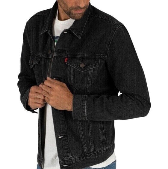 Levi's Men's Button Front Cotton Denim Trucker Jean Jacket Black 0405