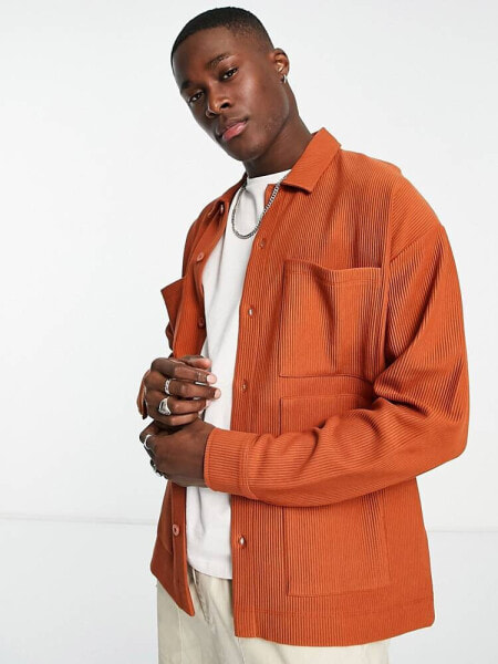 ASOS DESIGN oversized jersey smart jacket in autumn brown