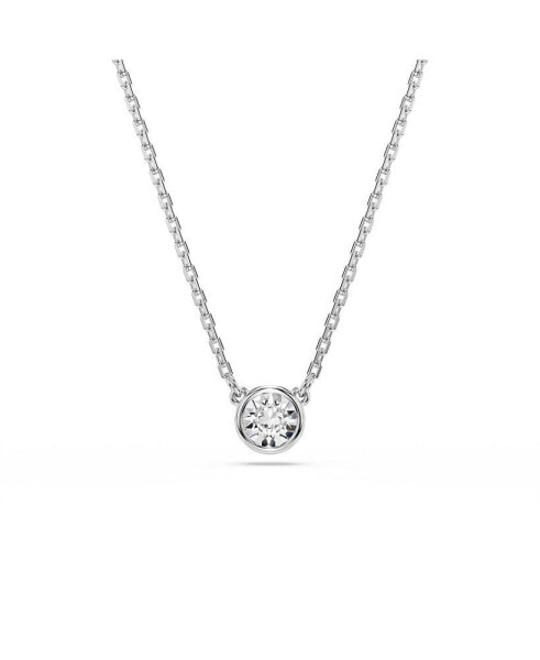 Imber Pendant, Round Cut, White, Rhodium Plated Necklace