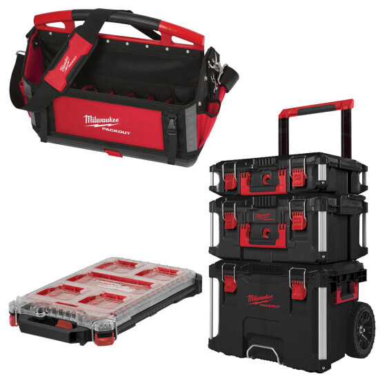 Milwaukee PACKOUT™ Promo-Set Trolley|Kofferset 3-tlg.|Werkzeugtasche|Organizer