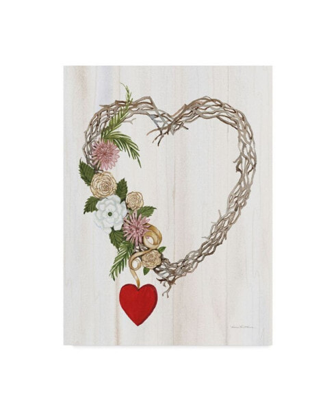 Kathleen Parr Mckenna Rustic Valentine Heart Wreath I Canvas Art - 15" x 20"