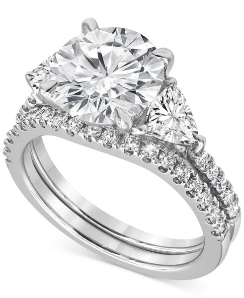 Certified Lab Grown Diamond Round Three Stone Bridal Set (4-1/4 ct. t.w.) in 14k Gold