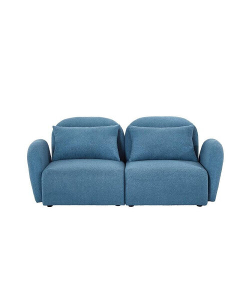 Lazy Sofa Loveseat Teddy Fabric Blue