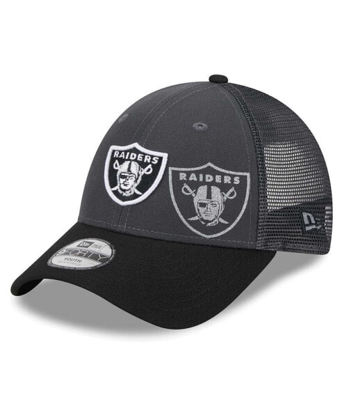 Little Boys and Girls Graphite, Black Las Vegas Raiders Reflect 9FORTY Adjustable Hat