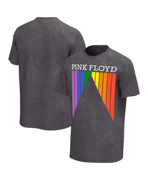 Men's Black Pink Distressed Floyd Prism Washed T-shirt