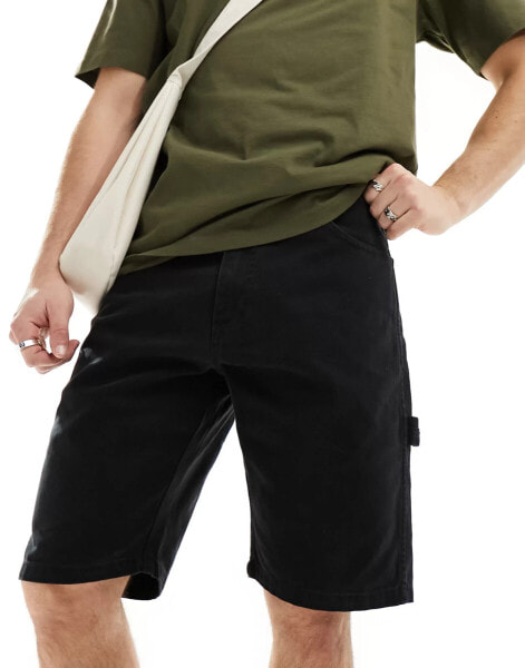 Dickies duck canvas shorts in washed black