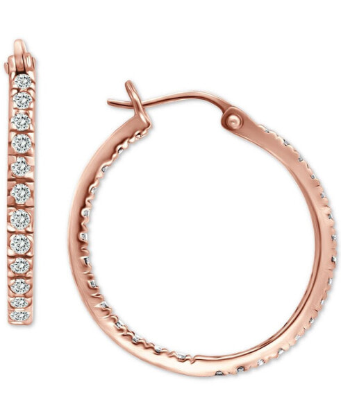 Small Cubic Zirconia In & Out Oval Hoop Earrings in 18k Gold-Plated Sterling Silver, 0.6", Created for Macy's