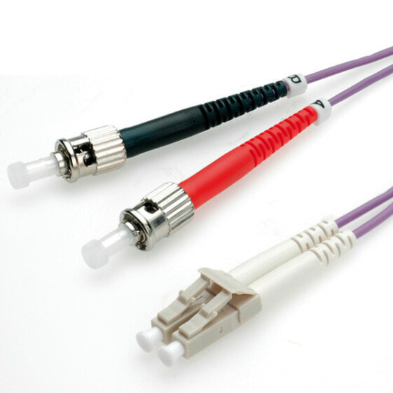 VALUE Fibre Optic Jumper Cable - 50/125µm - LC/ST - OM4 - purple 5.0 m - 5 m - OM4 - LC - ST