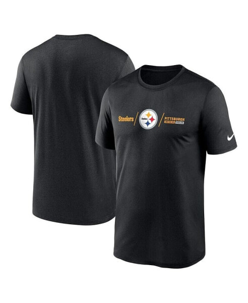 Men's Black Pittsburgh Steelers Horizontal Lockup Legend Performance T-shirt