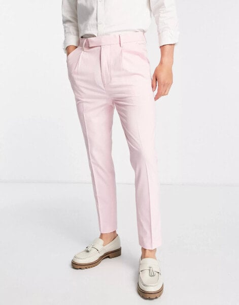 ASOS DESIGN – Elegante Karottenhose in Rosa mit Nadelstreifen