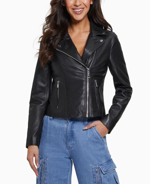 Women's Asymmetrical Zip Leather Moto Jacket